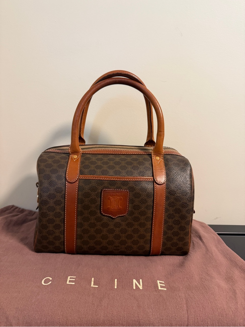 Celine Brown Monogram Macadam Boston/Duffel 25 Duffel Vintage authentic